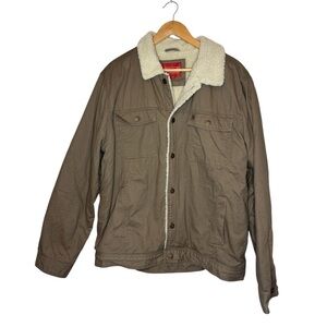 Coleman Sherpa Lined Jacket Coat Canvas Button Front Workwear Men's Size Large